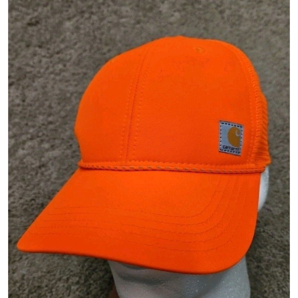 CARHARTT Safety ORANGE QUICK DUCK ADJUSTIBLE Hat Hook Loop Rope HUNTING DEER